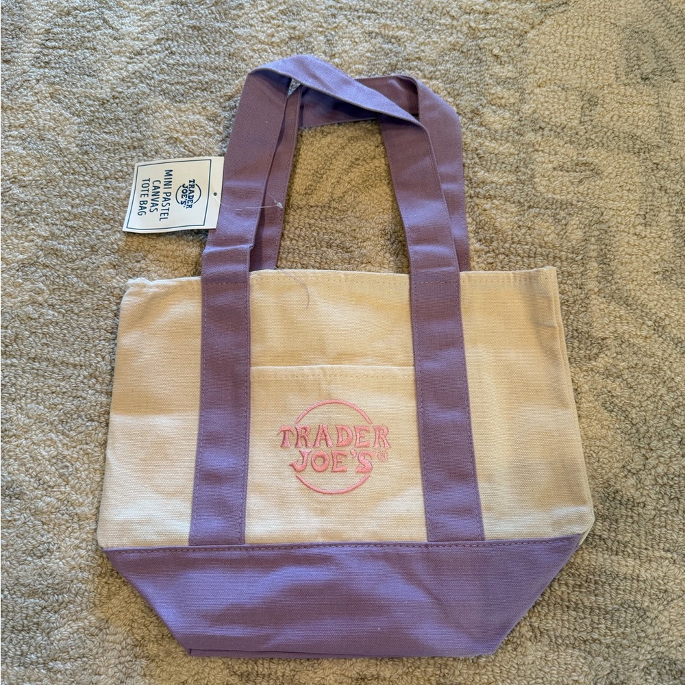 Trader Joe’sSpring mini tote Purple and Cream Tote Bag